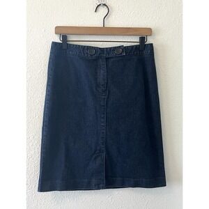 TALBOTS Women's Pencil Skirt Size 8 Denim Stretch Blue Jean Dark Wash Pockets